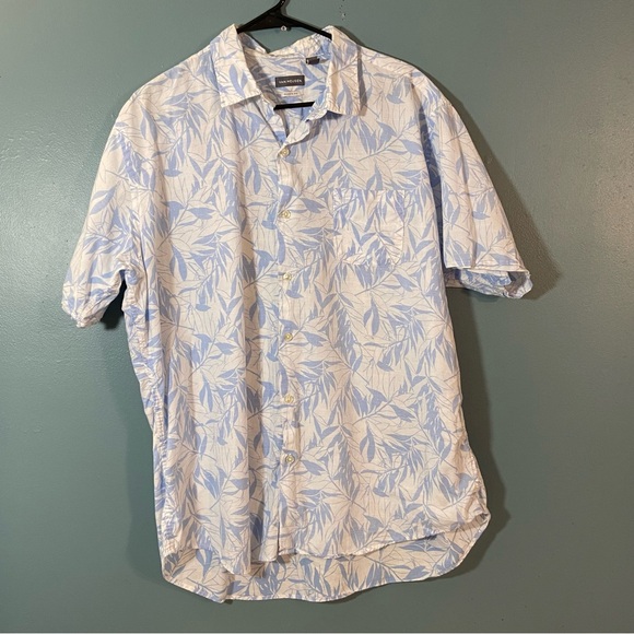 Van Heusen Shirt Mens XL Button up Short Sleeve‎ Tropical Hawaiian Beach - Picture 1 of 7